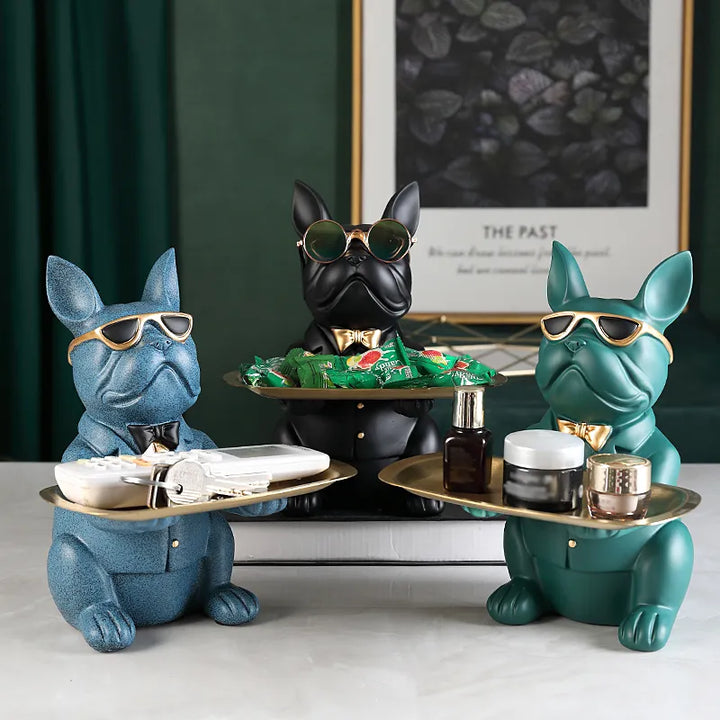 French Bulldog Figurine with Tray