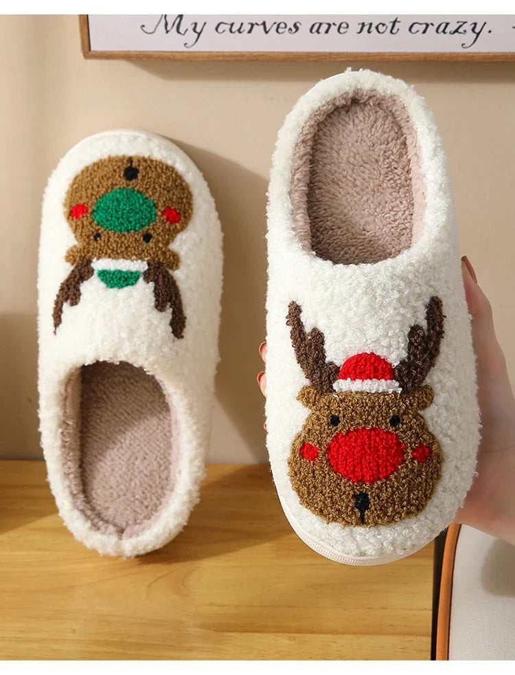 FrostyElk Christmas Cotton Slippers