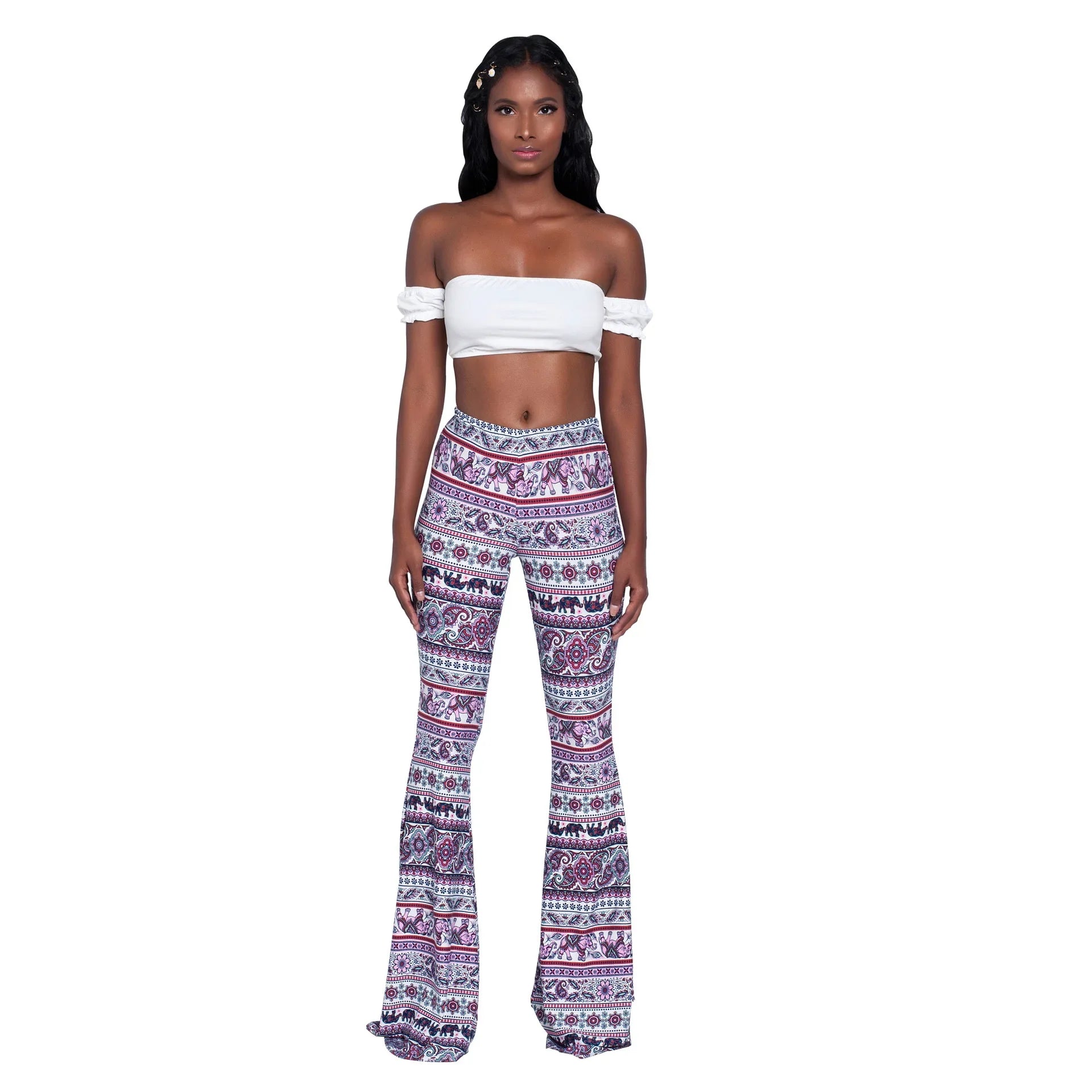 Velmora Printed Bell Bottoms - Aries x Rose