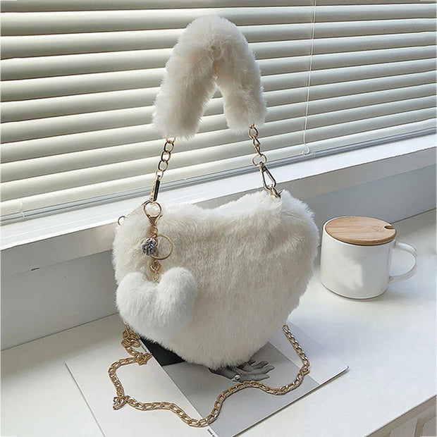 Elara Fur Heart Handbag - Buy 1 Get 1 Free
