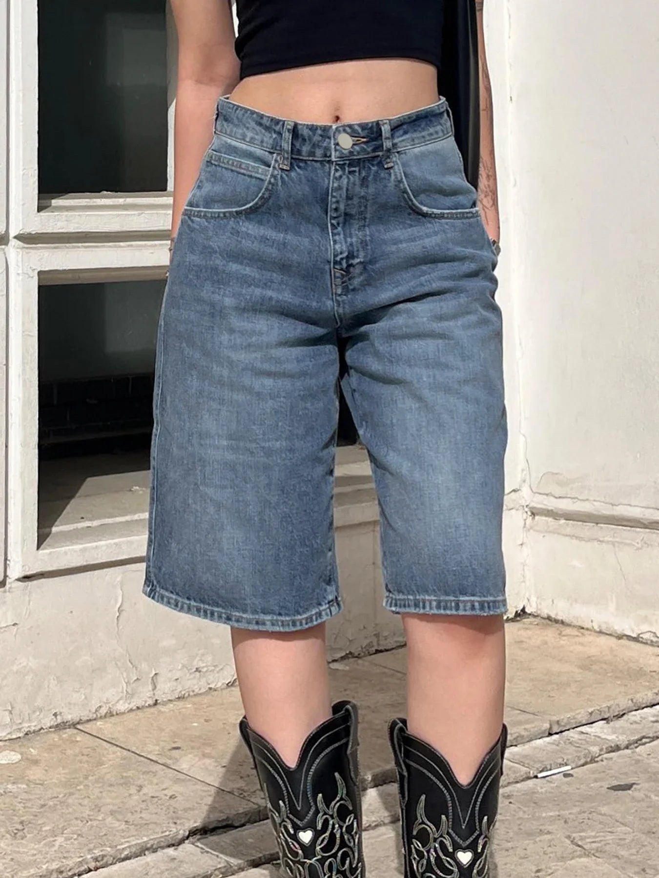 Rockmore Y2K Low - Rise Jeans Shorts (Jorts) - Aries x Rose