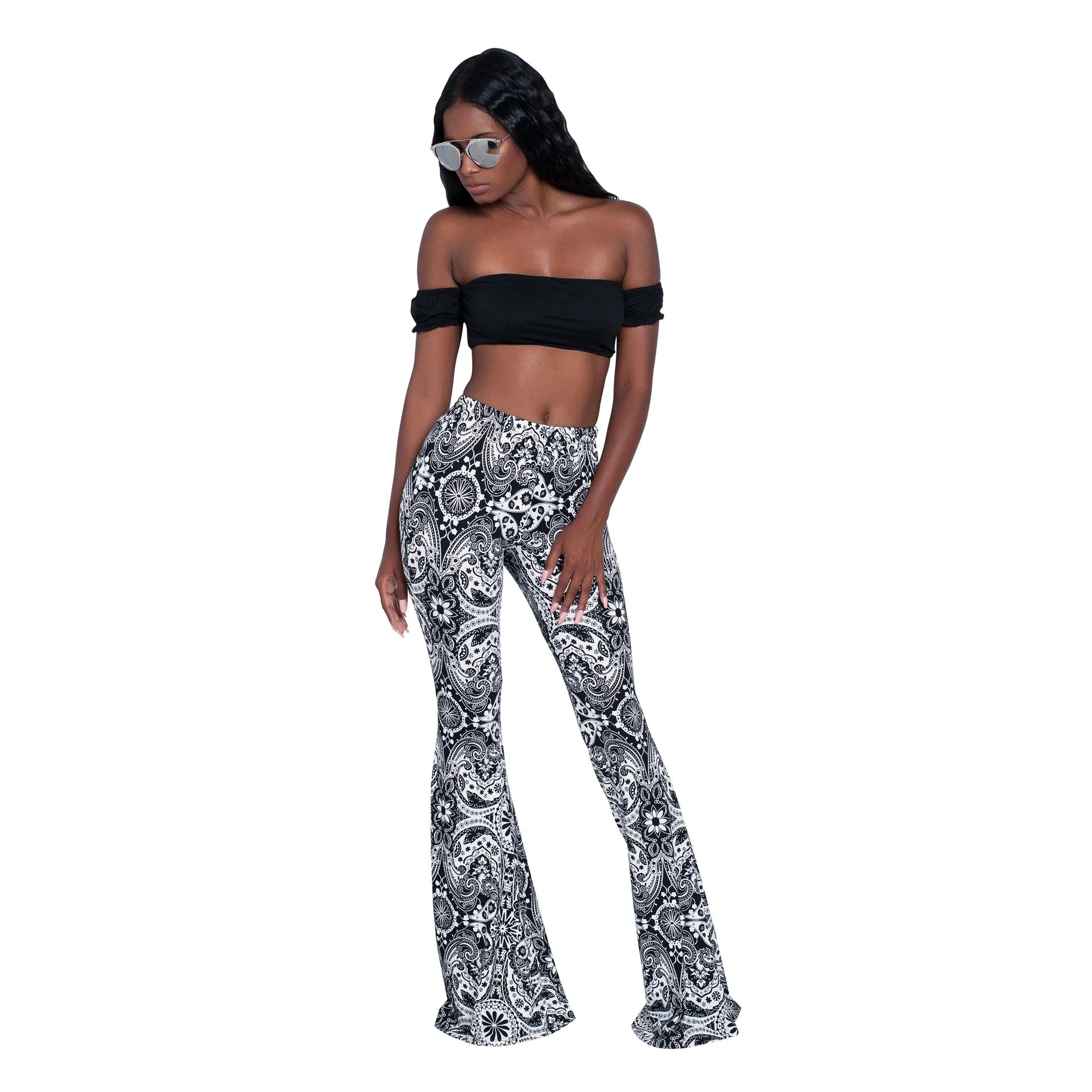 Velmora Printed Bell Bottoms - Aries x Rose