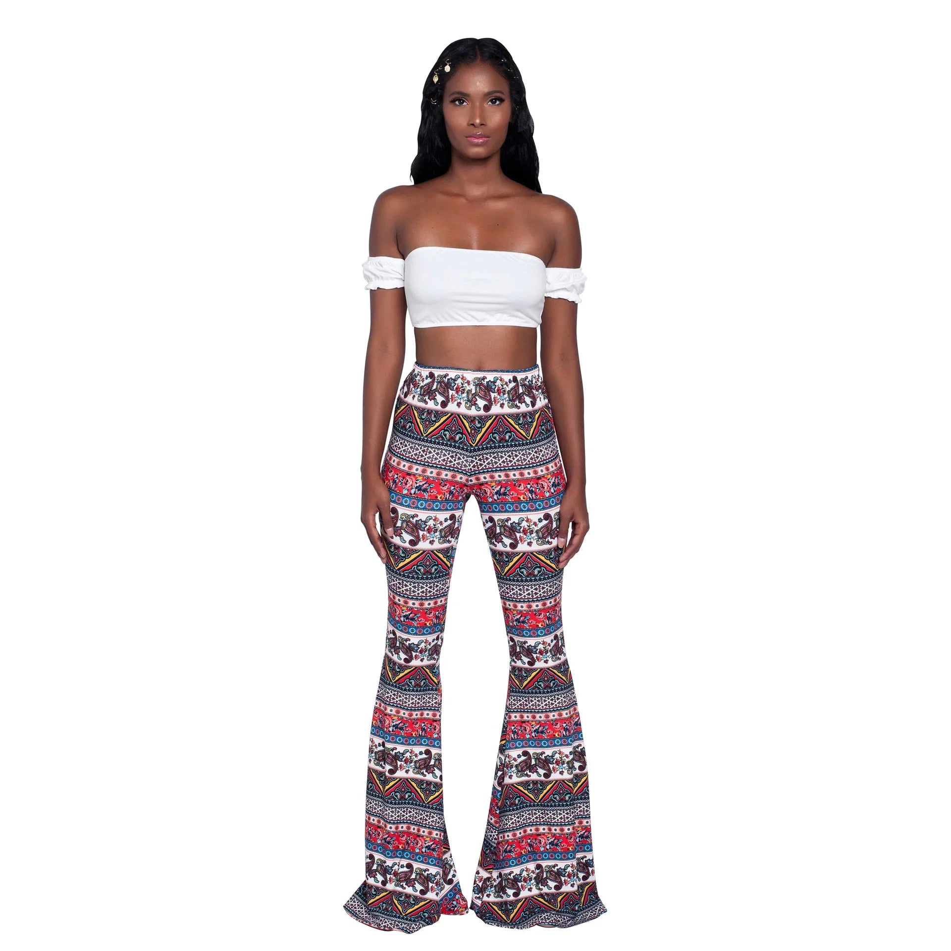 Velmora Printed Bell Bottoms - Aries x Rose