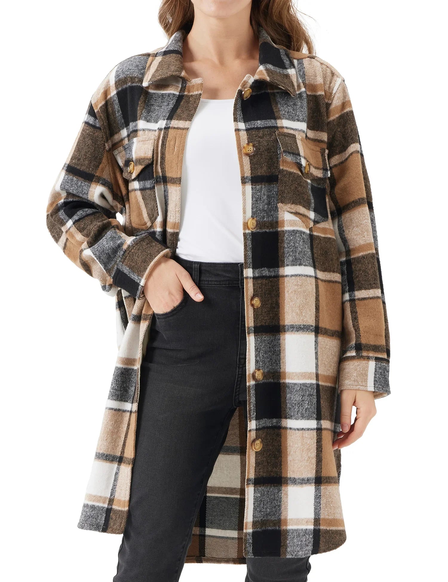 Cozy Plaid Oversized Shirt Jacket (Shacket) - Aries x Rose