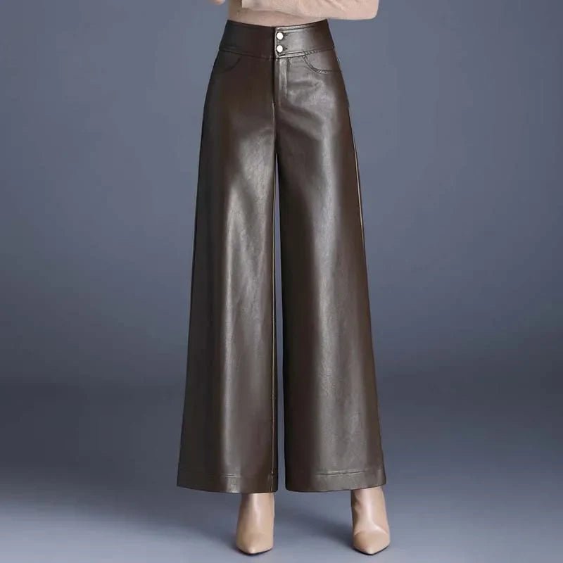 Zuvéra PU Leather Wide - Leg Pants - Aries x Rose