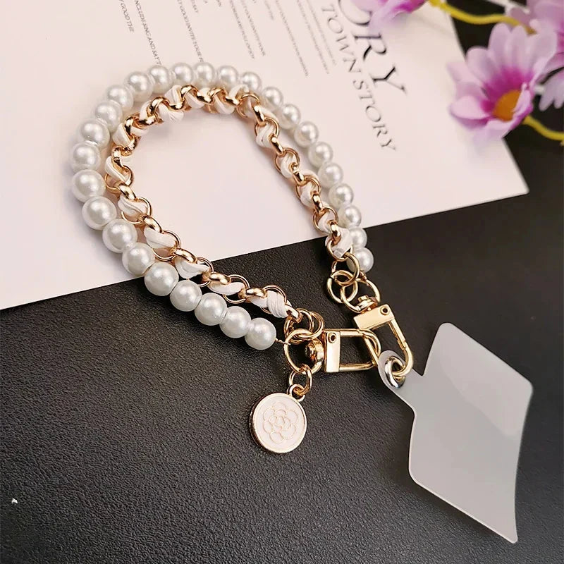 Leather Pearl Camellia Bracelet