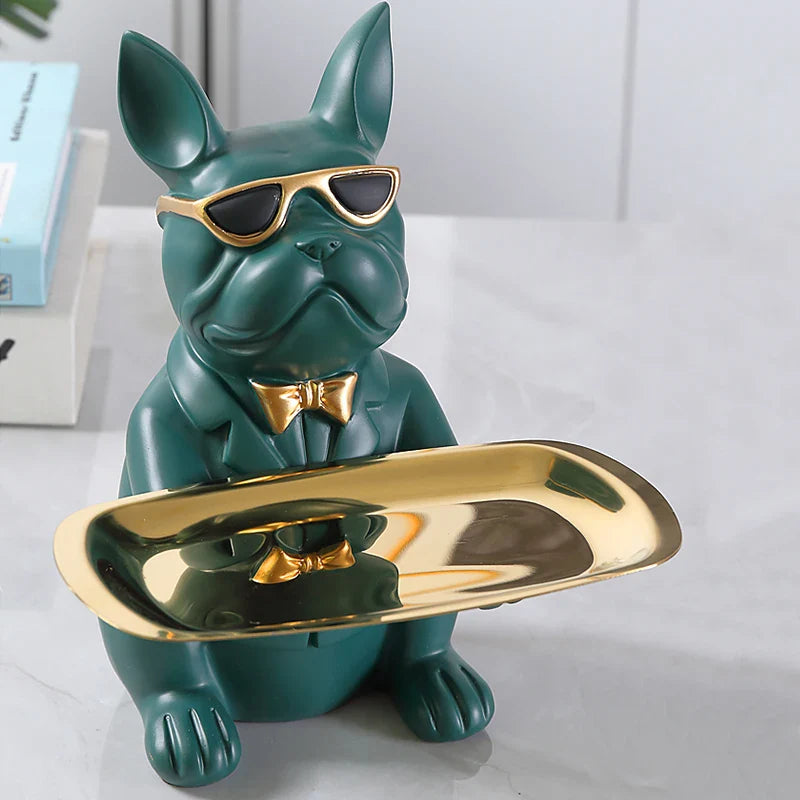 French Bulldog Figurine with Tray