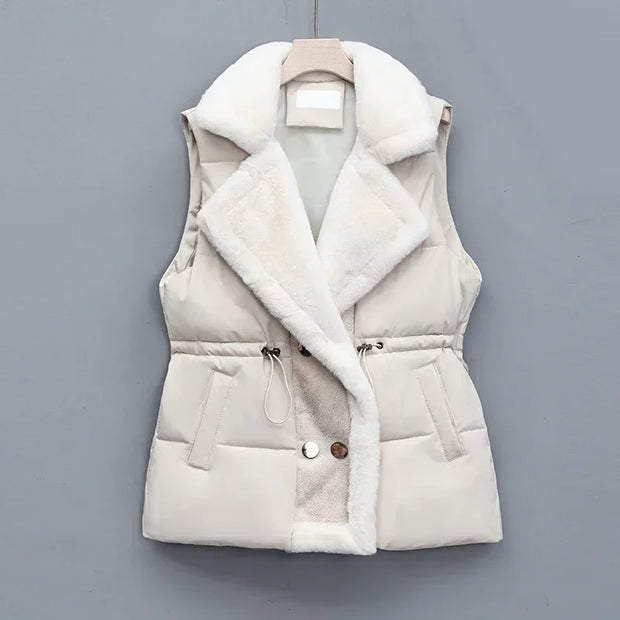 Velvessa Women’s Fur Collar Padded Vest