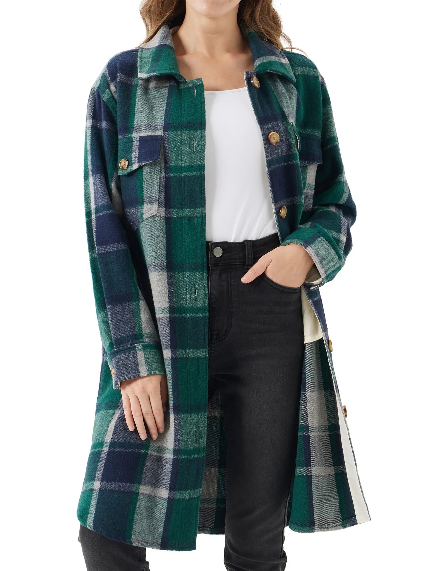 Cozy Plaid Oversized Shirt Jacket (Shacket) - Aries x Rose