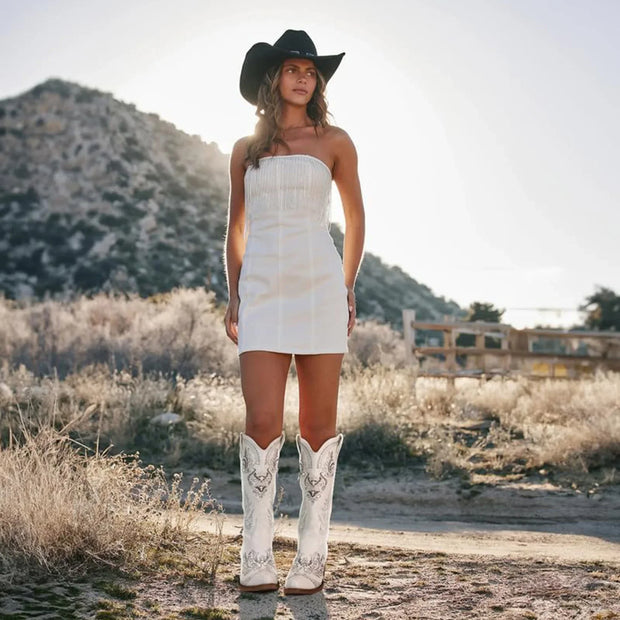 Lunara Wide-Calf Knee-High Cowboy Boots for Women