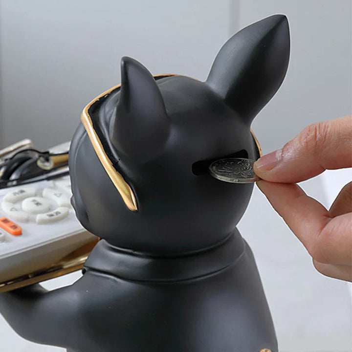 French Bulldog Figurine with Tray