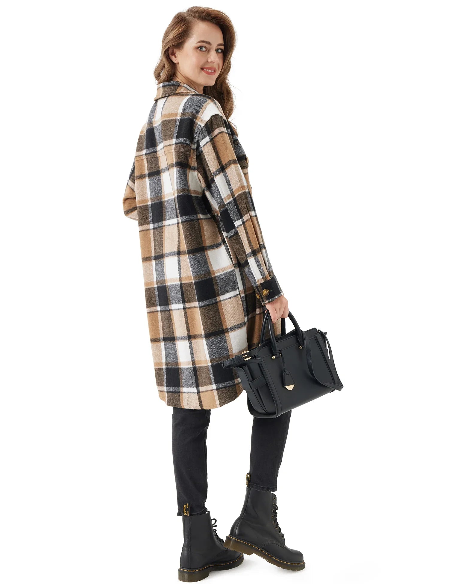 Cozy Plaid Oversized Shirt Jacket (Shacket) - Aries x Rose