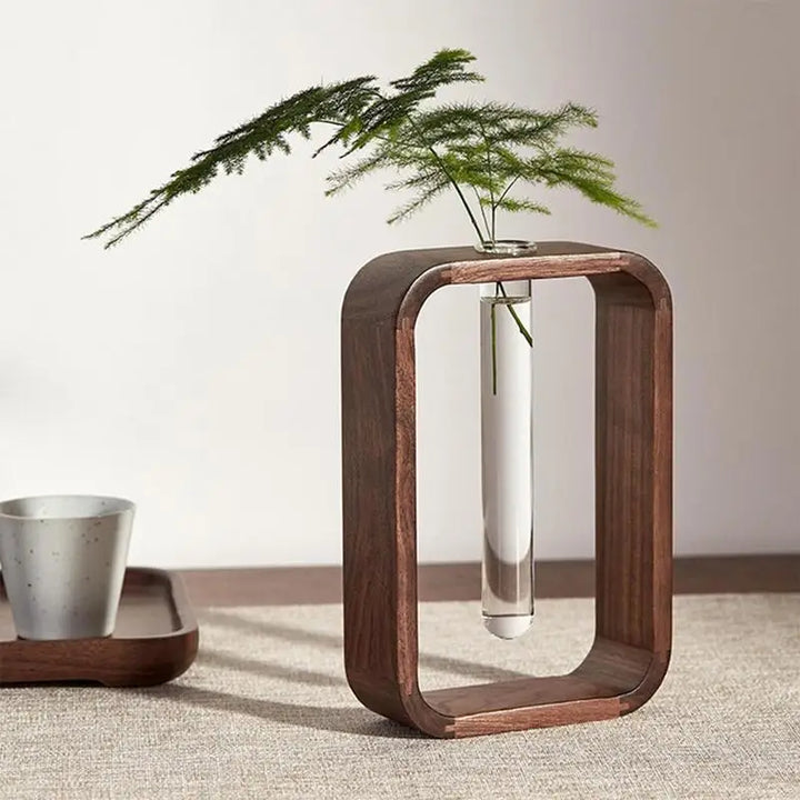 Wooden Hydroponic Glass Vase