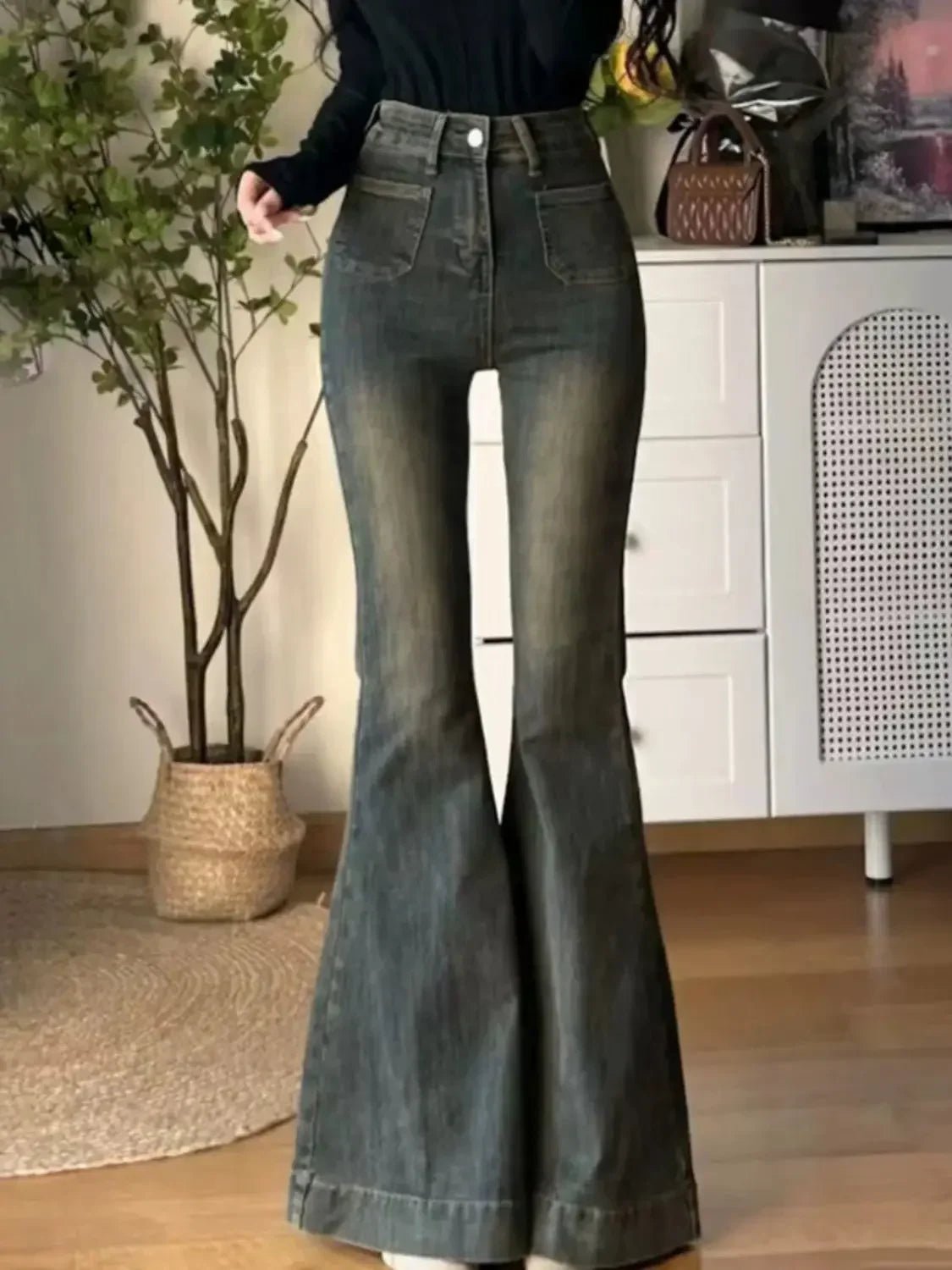 Zyara Distressed Bell Bottom Jeans - Aries x Rose