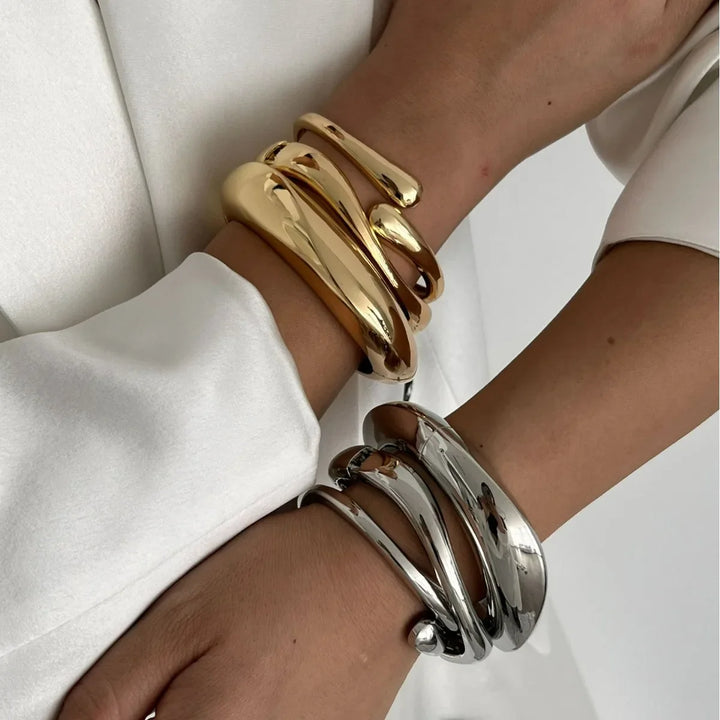 Novaire Irregular Gold Cuff Bangle