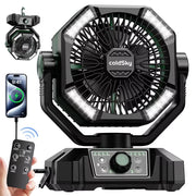 20000mAh Camping Fan with Dual Motor with 4 LED Lantern 8 Speeds Desk Fan with Remote Portable Outdoor Fan with Hook for Tent