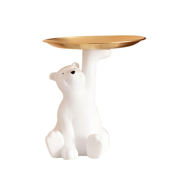 Polar Bear Figurine with Tray
