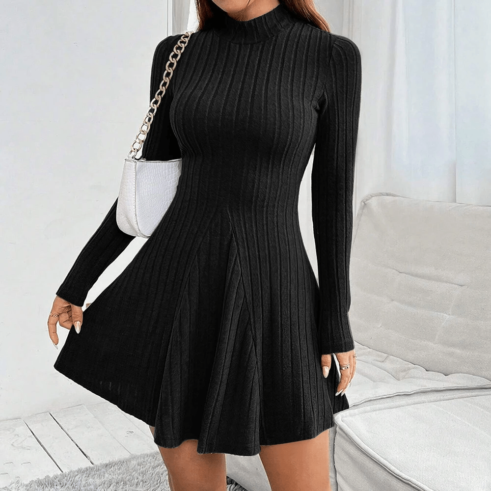 Luna Ribbed Turtleneck Dress - Aries x Rose