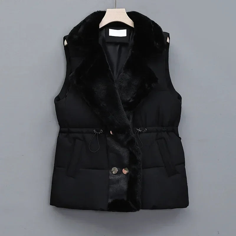 Velvessa Women’s Fur Collar Padded Vest