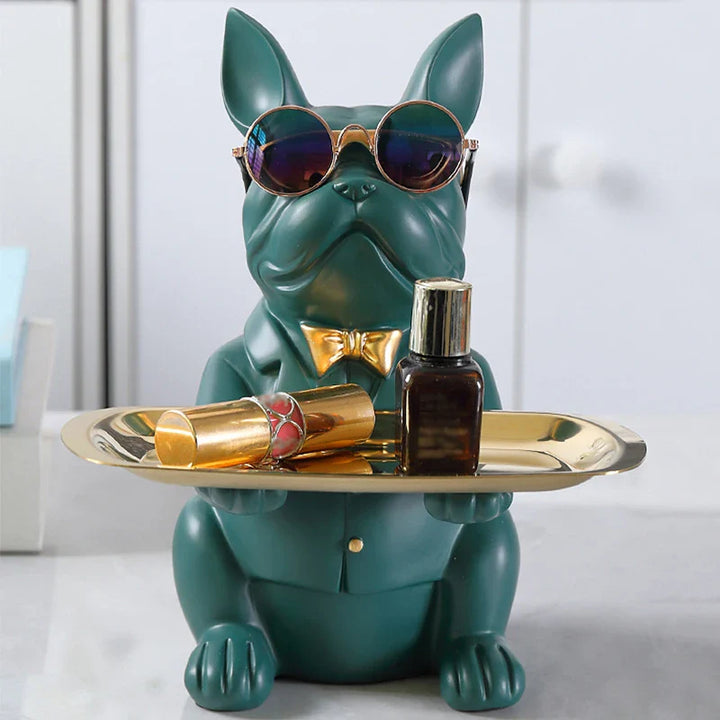 French Bulldog Figurine with Tray