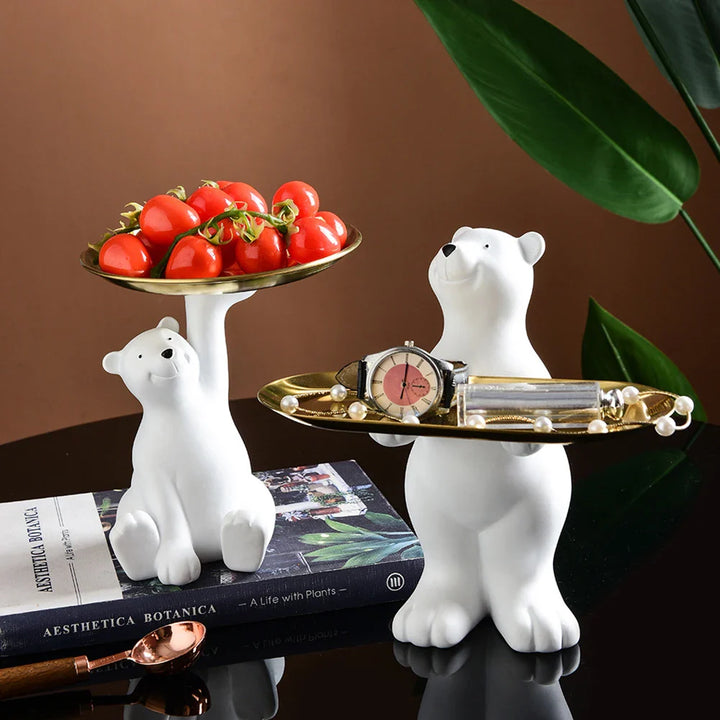 Polar Bear Figurine with Tray