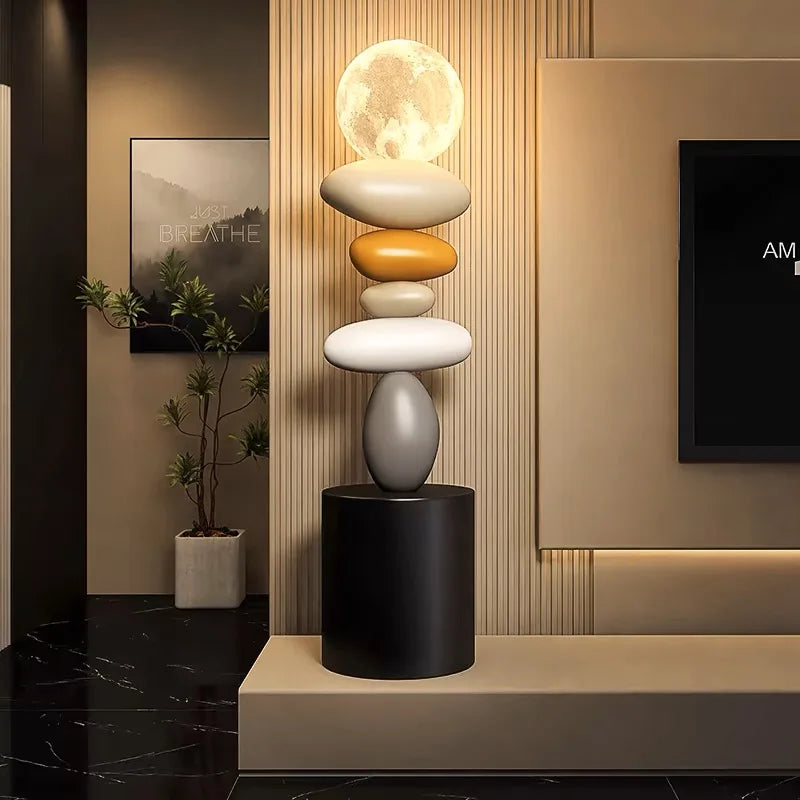 Modern Art Home Decor Stone Sculpture Light Luxury High-end Living Room Decorative Accessories Creative Luminous Floor Ornament