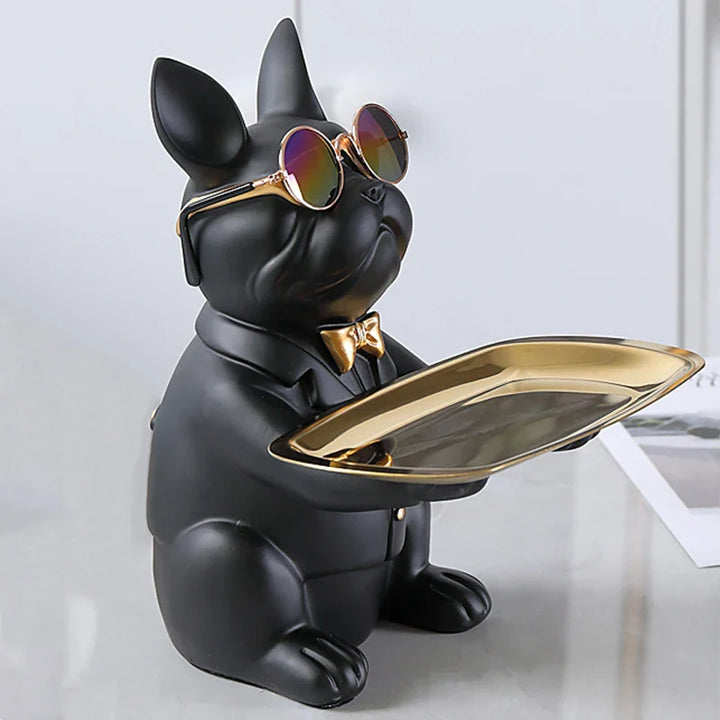 French Bulldog Figurine with Tray