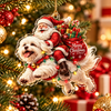 Santa Riding Dog Christmas Ornament