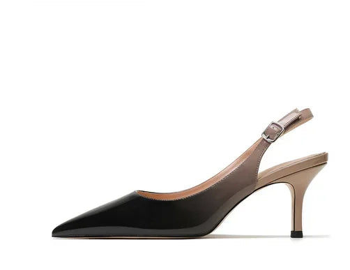 Lunara Patent Kitten Sandals – Back Strap Pumps