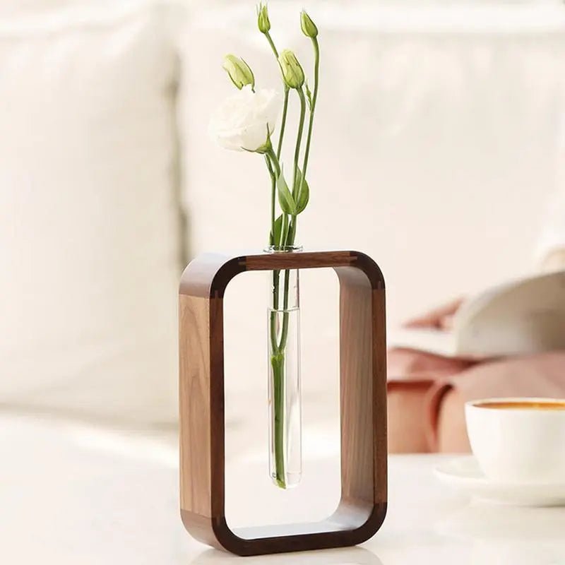 Wooden Hydroponic Glass Vase - Aries x Rose