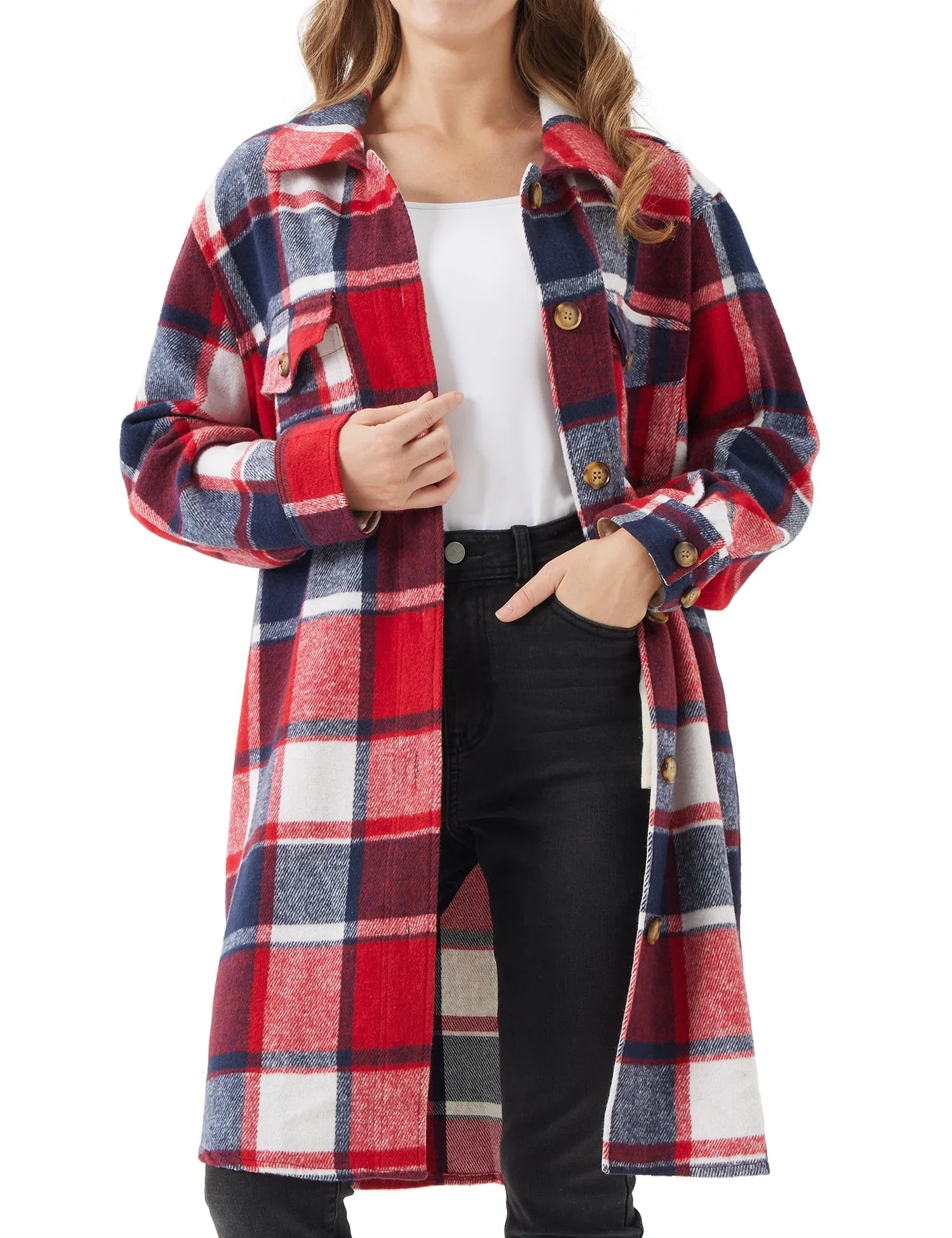 Cozy Plaid Oversized Shirt Jacket (Shacket) - Aries x Rose
