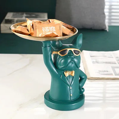 French Bulldog Figurine with Tray