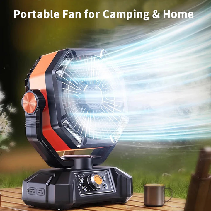 20000mAh Camping Fan with Dual Motor with 4 LED Lantern 8 Speeds Desk Fan with Remote Portable Outdoor Fan with Hook for Tent