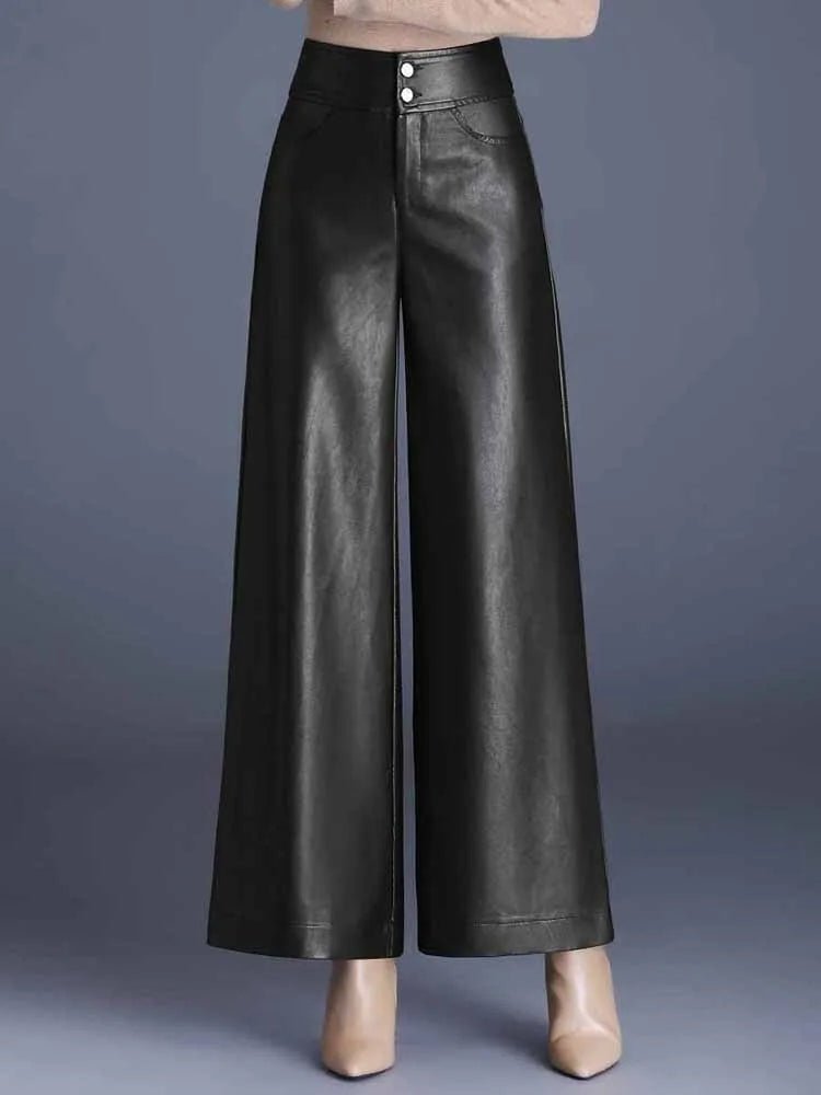 Zuvéra PU Leather Wide - Leg Pants - Aries x Rose