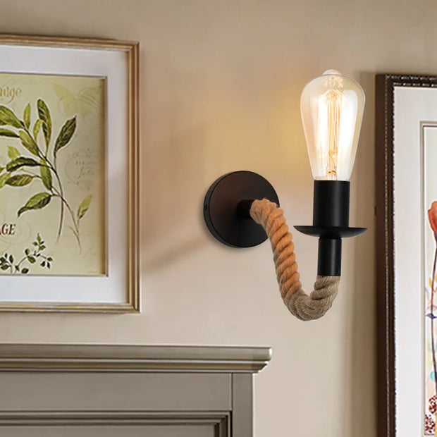 Rustora Retro Hemp Rope Wall Lamp