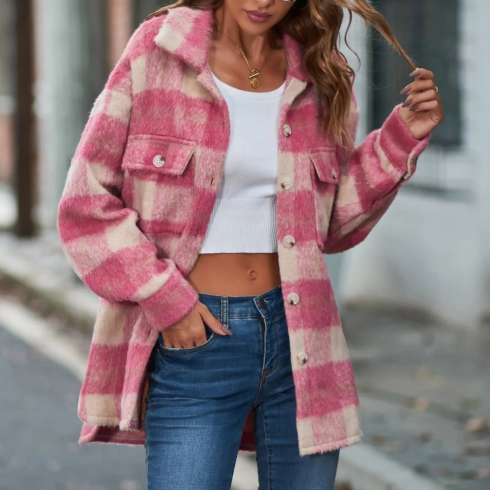 Plaid Flannel Oversized Shirt Jacket (Shacket) - Aries x Rose