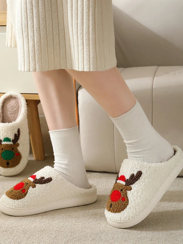 FrostyElk Christmas Cotton Slippers
