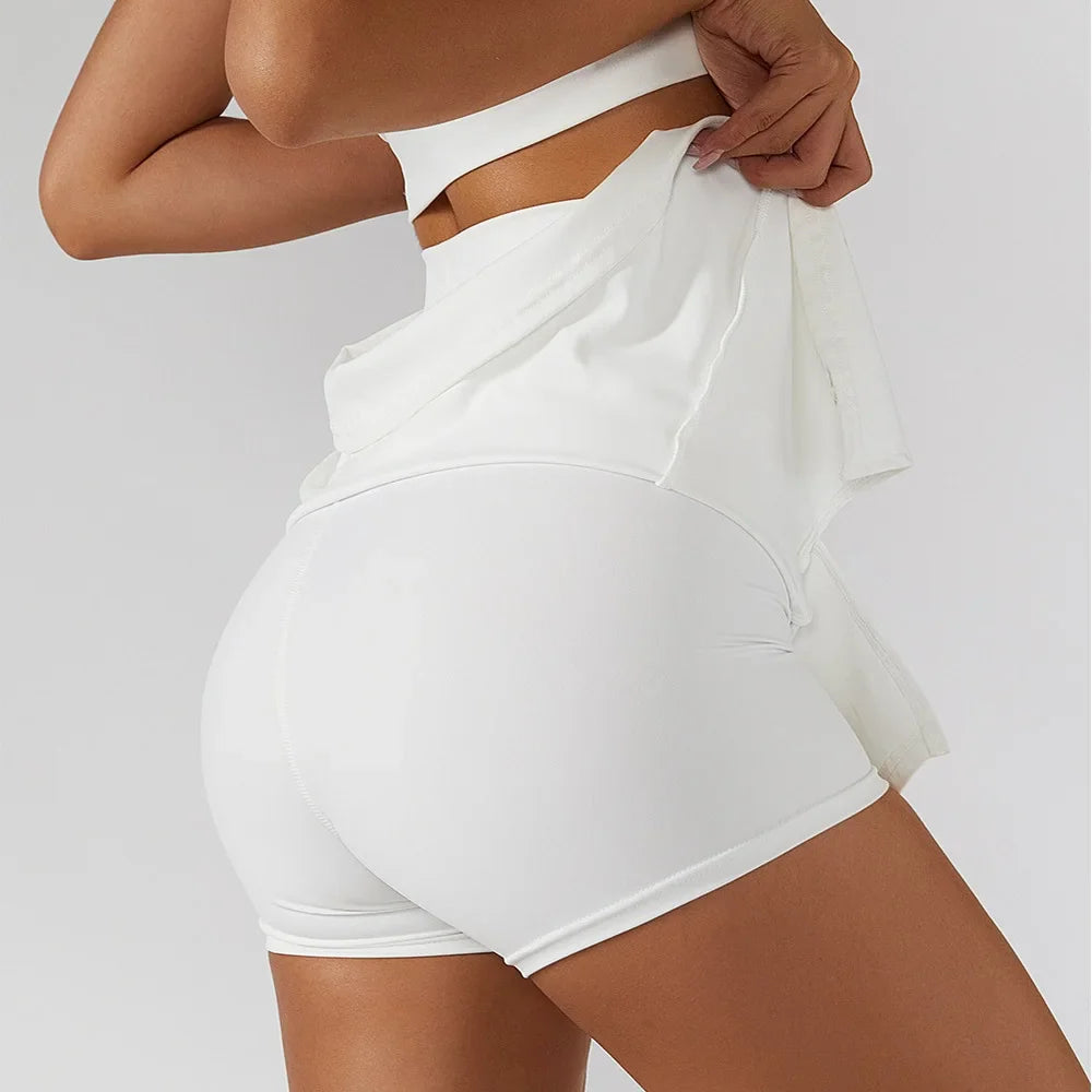 CloudHide High-Waist Tennis Skirt Shorts (Skort)