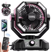20000mAh Camping Fan with Dual Motor with 4 LED Lantern 8 Speeds Desk Fan with Remote Portable Outdoor Fan with Hook for Tent