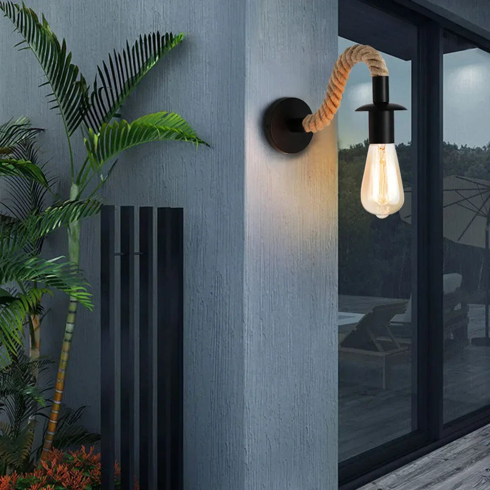 Rustora Retro Hemp Rope Wall Lamp