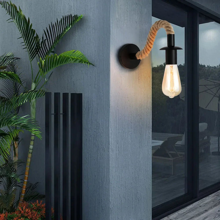Rustora Retro Hemp Rope Wall Lamp