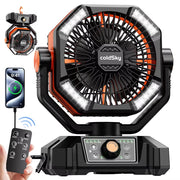 20000mAh Camping Fan with Dual Motor with 4 LED Lantern 8 Speeds Desk Fan with Remote Portable Outdoor Fan with Hook for Tent