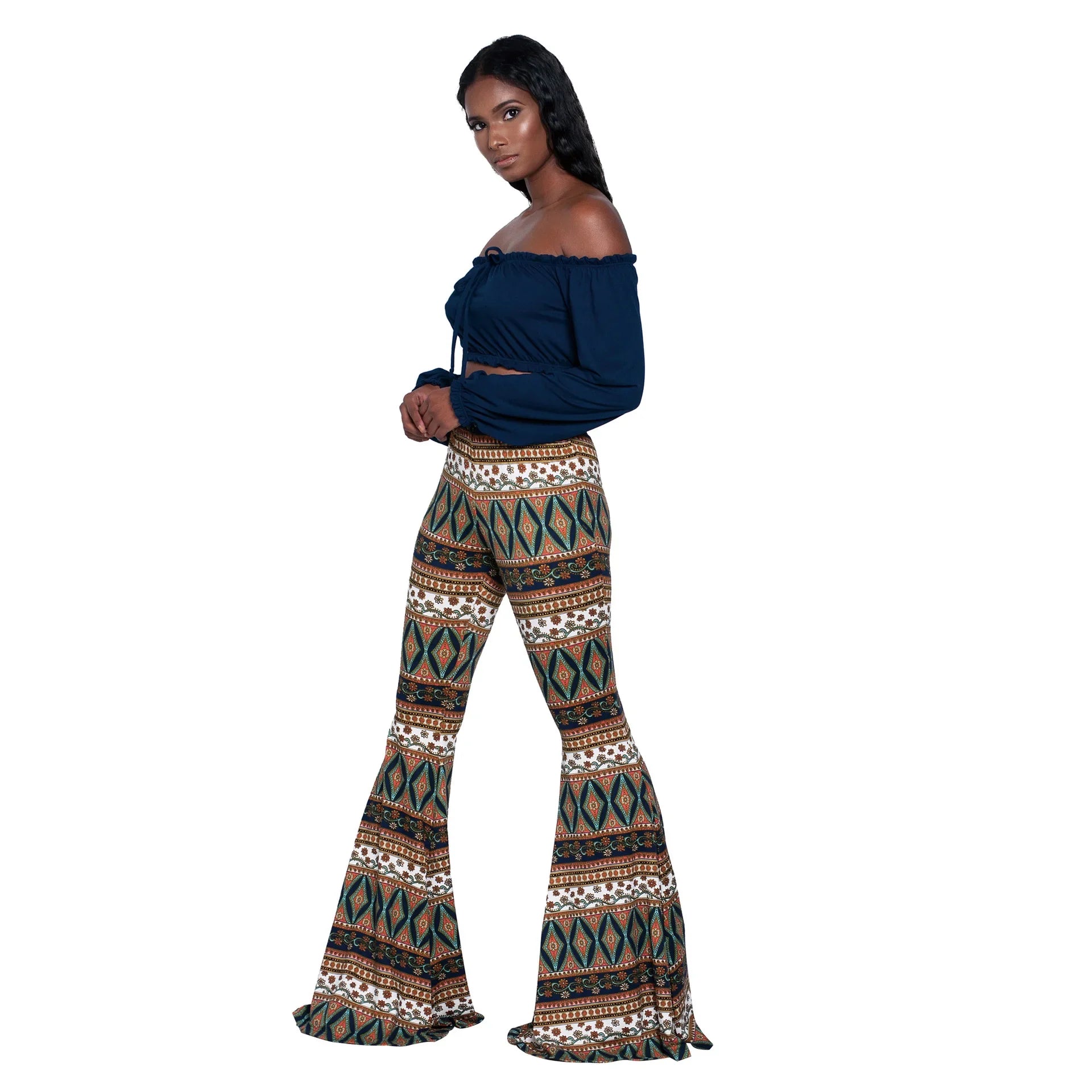 Velmora Printed Bell Bottoms - Aries x Rose