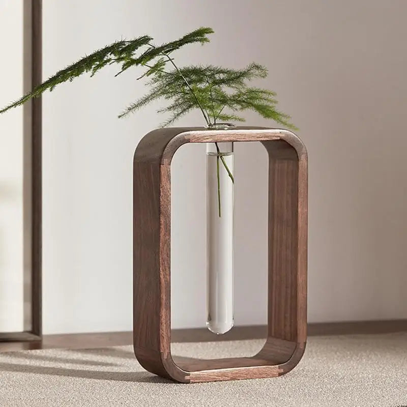 Wooden Hydroponic Glass Vase