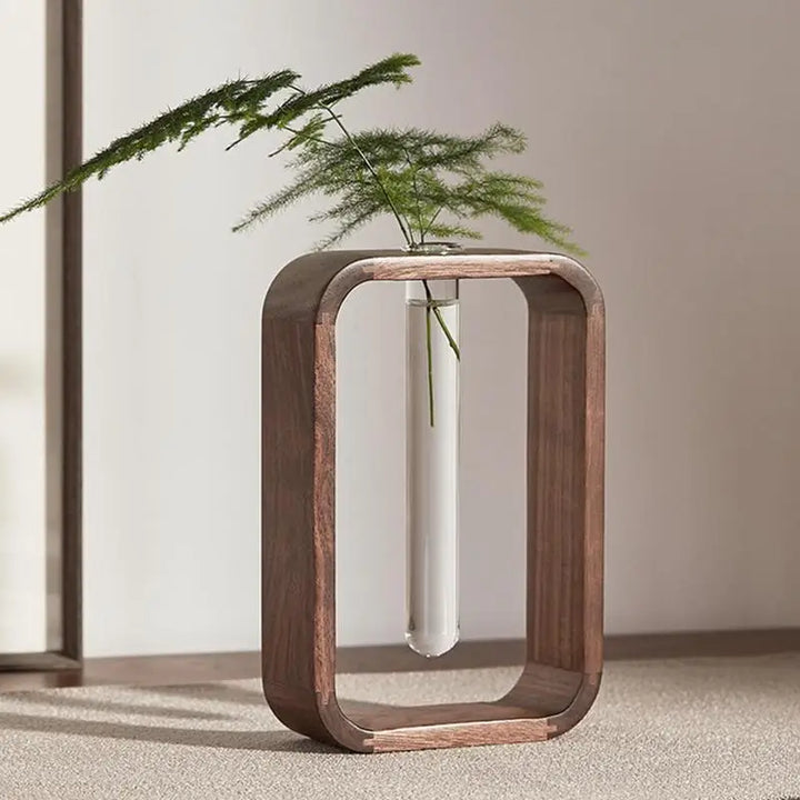 Wooden Hydroponic Glass Vase