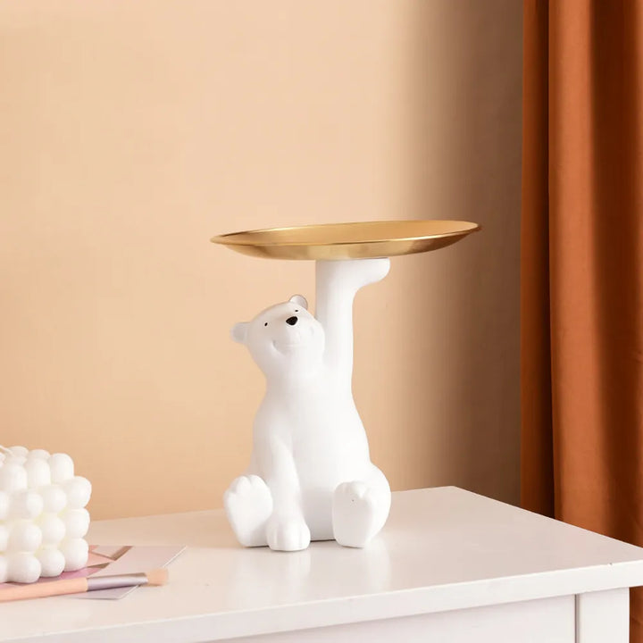 Polar Bear Figurine with Tray