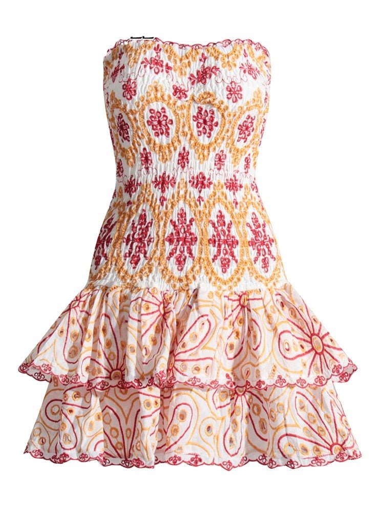 Elviane Broderie Anglaise Strapless Dress - Aries x Rose