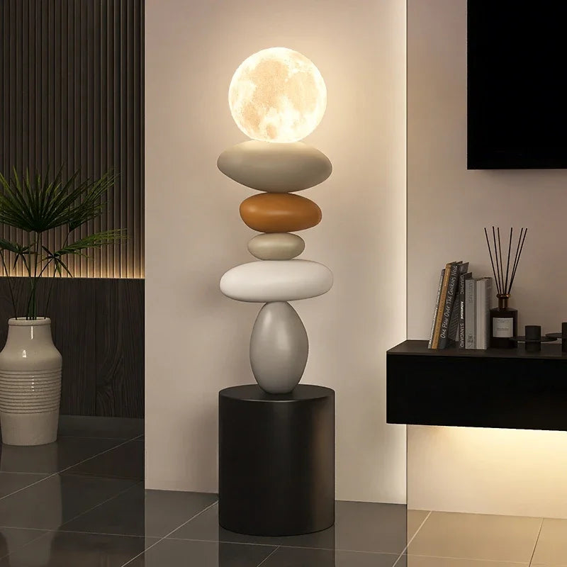Modern Art Home Decor Stone Sculpture Light Luxury High-end Living Room Decorative Accessories Creative Luminous Floor Ornament