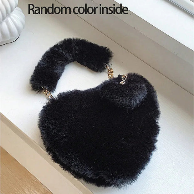 Elara Fur Heart Handbag - Buy 1 Get 1 Free