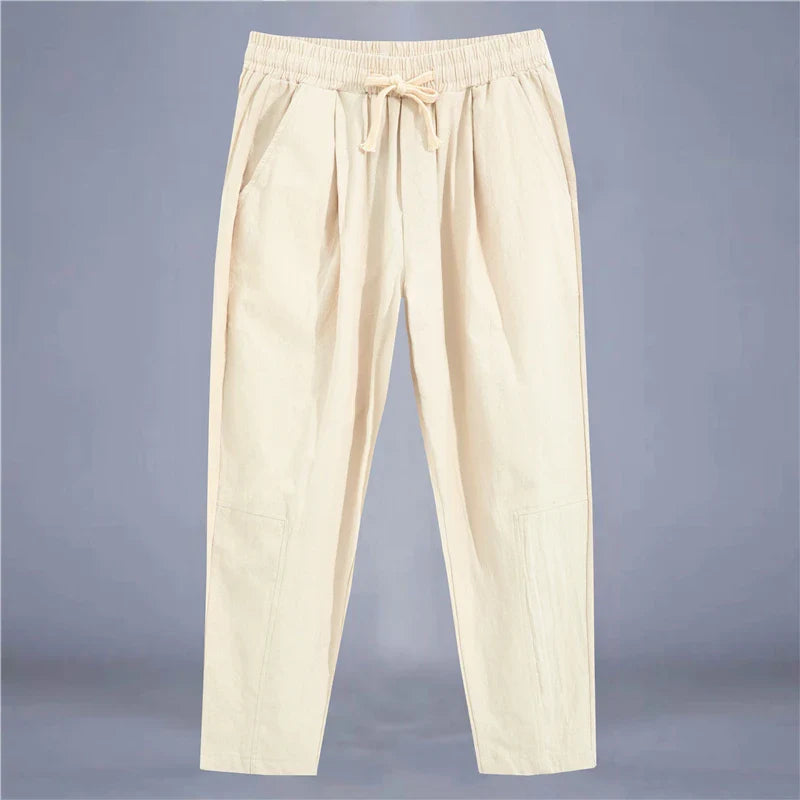 Arden Cotton-Linen Drawstring Pants